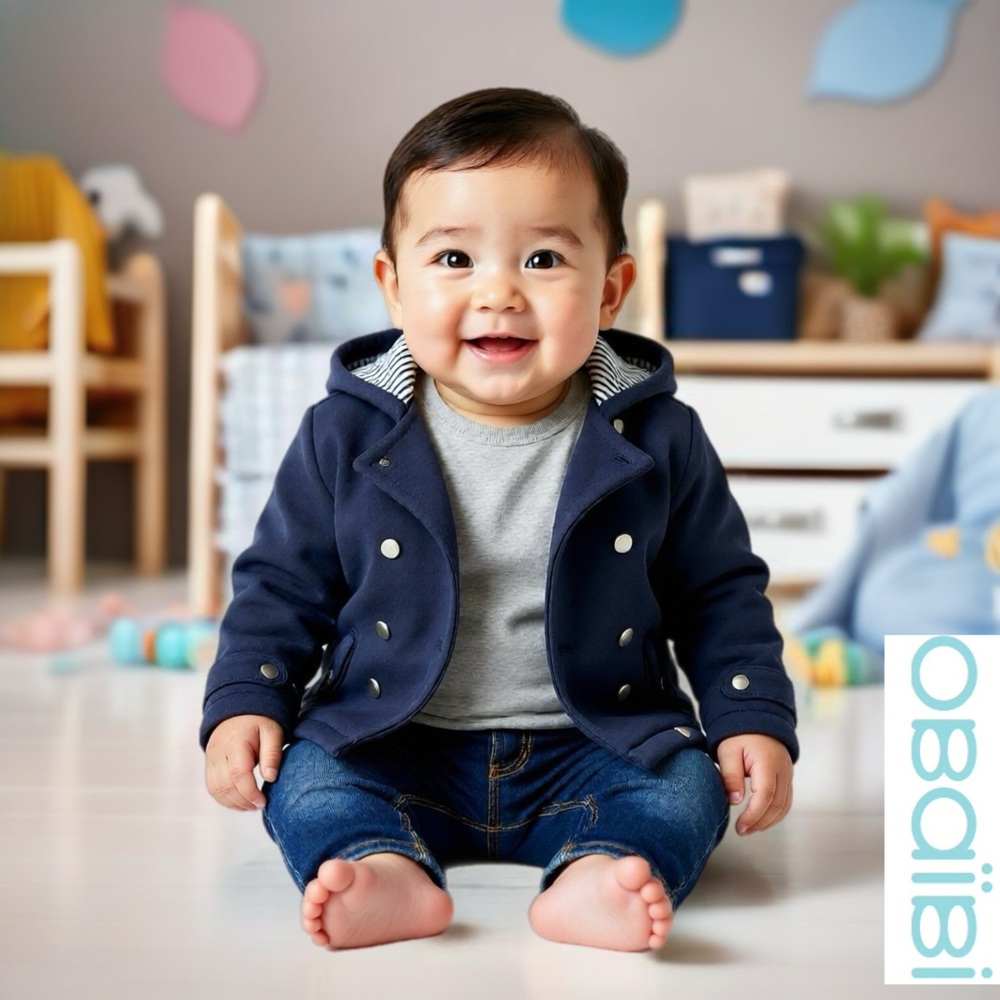 Navy Blue Baby Jacket with Hood